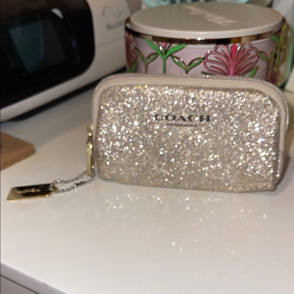 Coach Accessories - Coach Sparkling Gold Makeup Bag